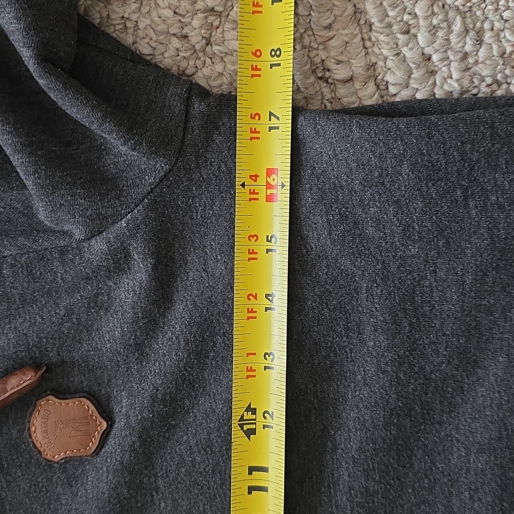 Naketano Fleece Cowl Neck Hoodie Medium Charcoal Gray - Picture 11 of 12